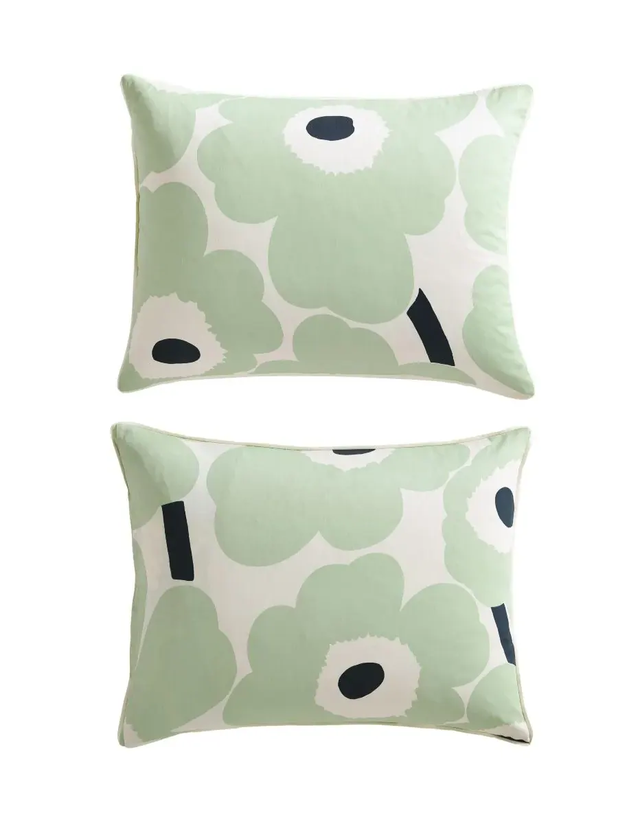 Комплект постельного белья Unikko из хлопка Marimekko, зеленый, размер Full/Queen — изображение 2 из 10