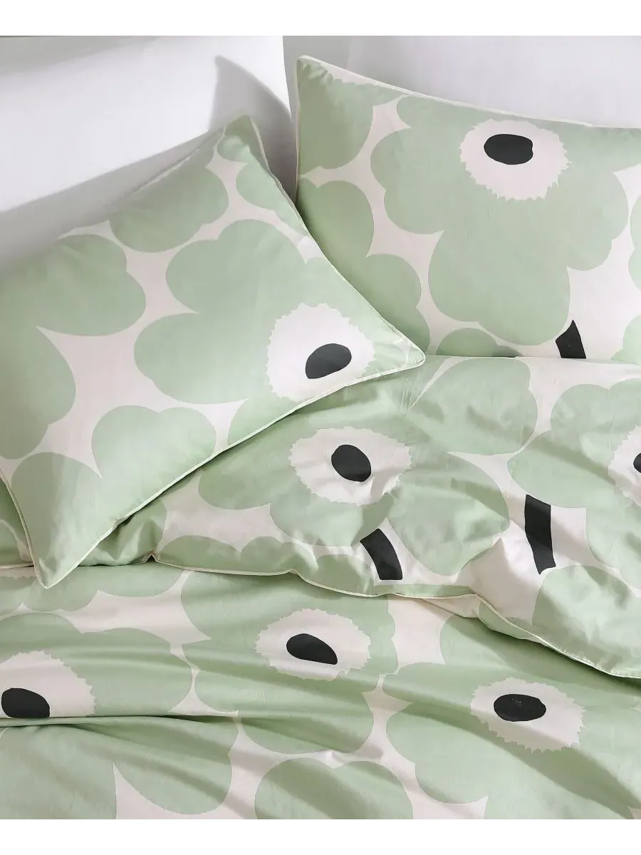 Комплект постельного белья Unikko из хлопка Marimekko, зеленый, размер Full/Queen — изображение 9 из 10