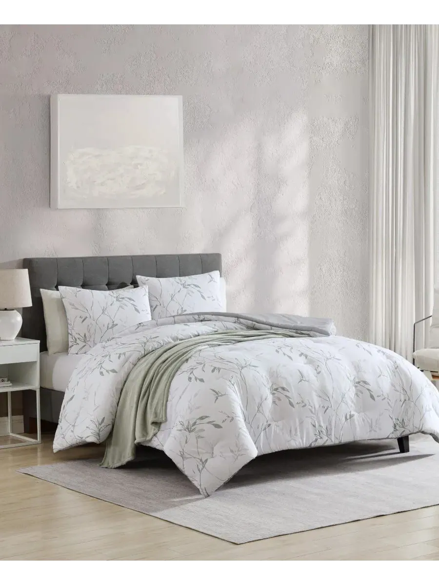 Комплект постельного белья Ink Wash Vine 4-Pc, King Kenneth Cole New York — изображение 2 из 11, зеленый