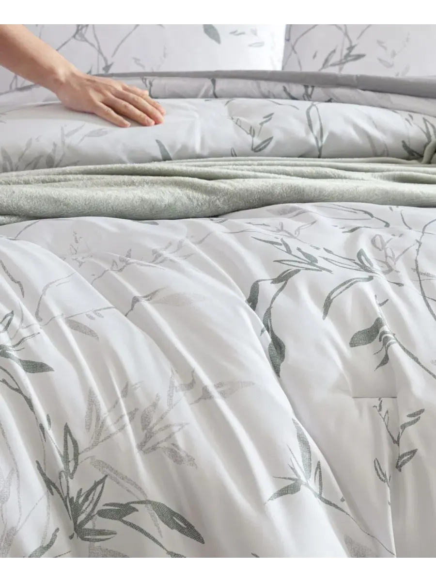 Комплект постельного белья Ink Wash Vine 4-Pc, King Kenneth Cole New York — изображение 7 из 11, зеленый