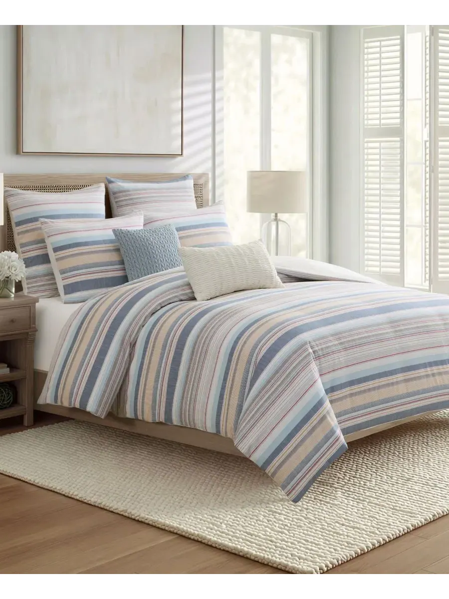 Комплект стеганого одеяла Providence Stripe Reversible 3-Piece Levtex Home — изображение 4 из 5, синий