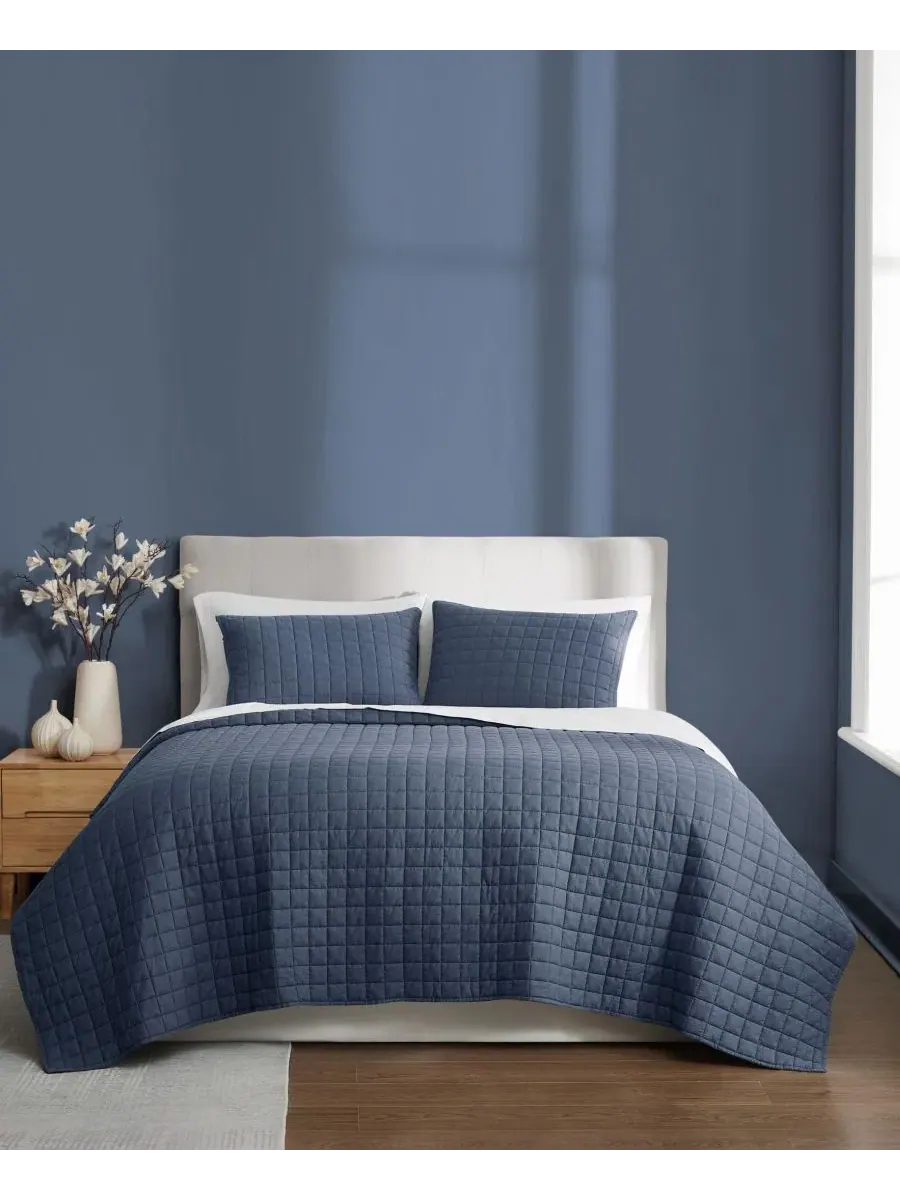 Набор для кровати 3 предмета Essential Cotton с наволочками, 264 см x 229 см, King Brooklyn Loom — изображение 1 из 4, синий