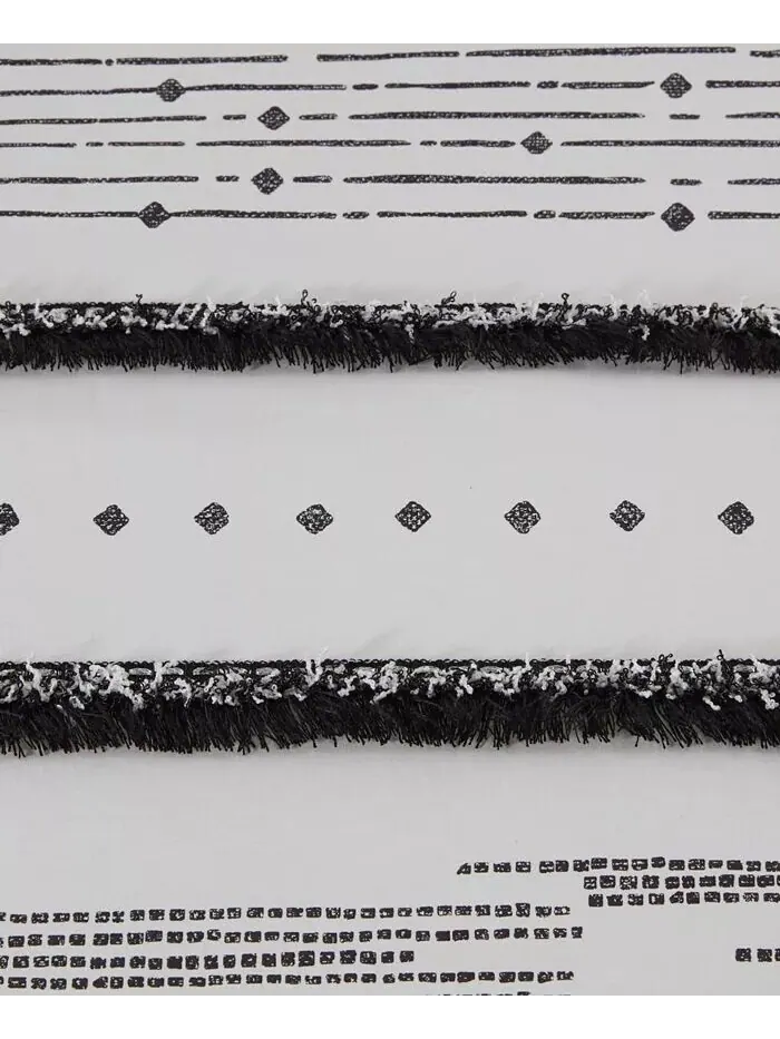 Неа Бохо Полосы 3 шт. Комплект одеял, полный/размер королевы Ink+Ivy — изображение 4 из 9, черный белый