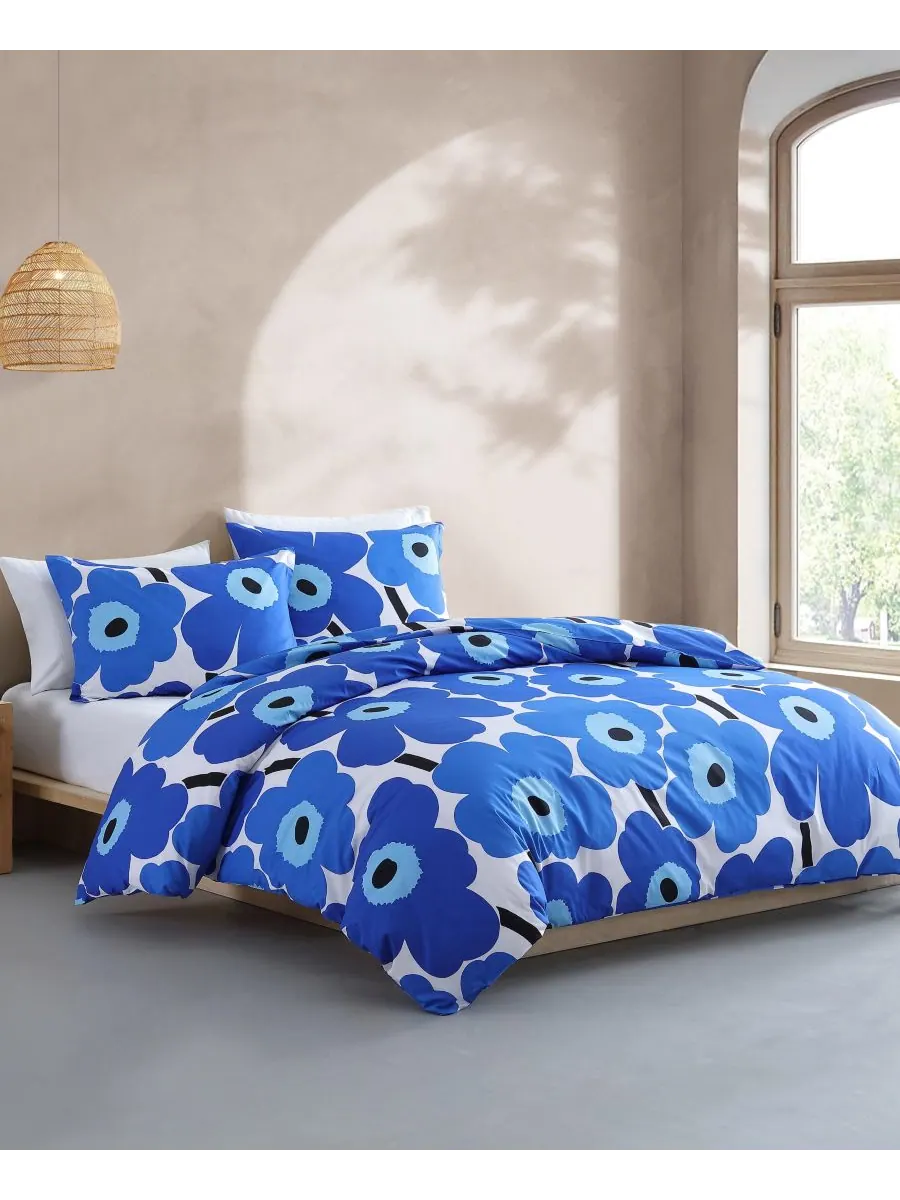 Двусторонний комплект постельного белья Unikko из 3 предметов, размер King Marimekko — изображение 2 из 10, синий