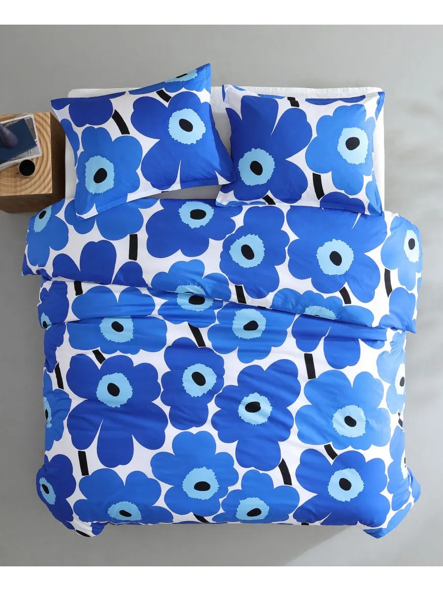 Двусторонний комплект постельного белья Unikko из 3 предметов, размер King Marimekko — изображение 3 из 10, синий