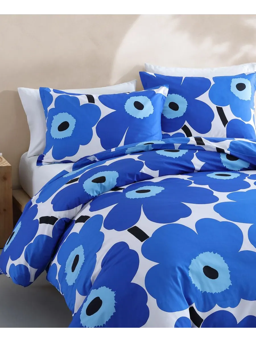 Двусторонний комплект постельного белья Unikko из 3 предметов, размер King Marimekko — изображение 4 из 10, синий
