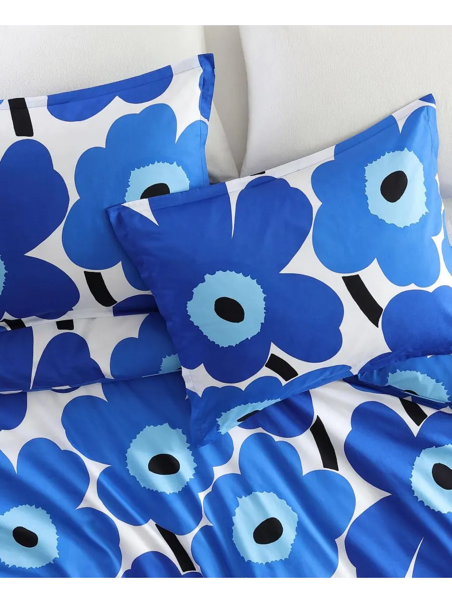 Двусторонний комплект постельного белья Unikko из 3 предметов, размер King Marimekko — изображение 6 из 10, синий