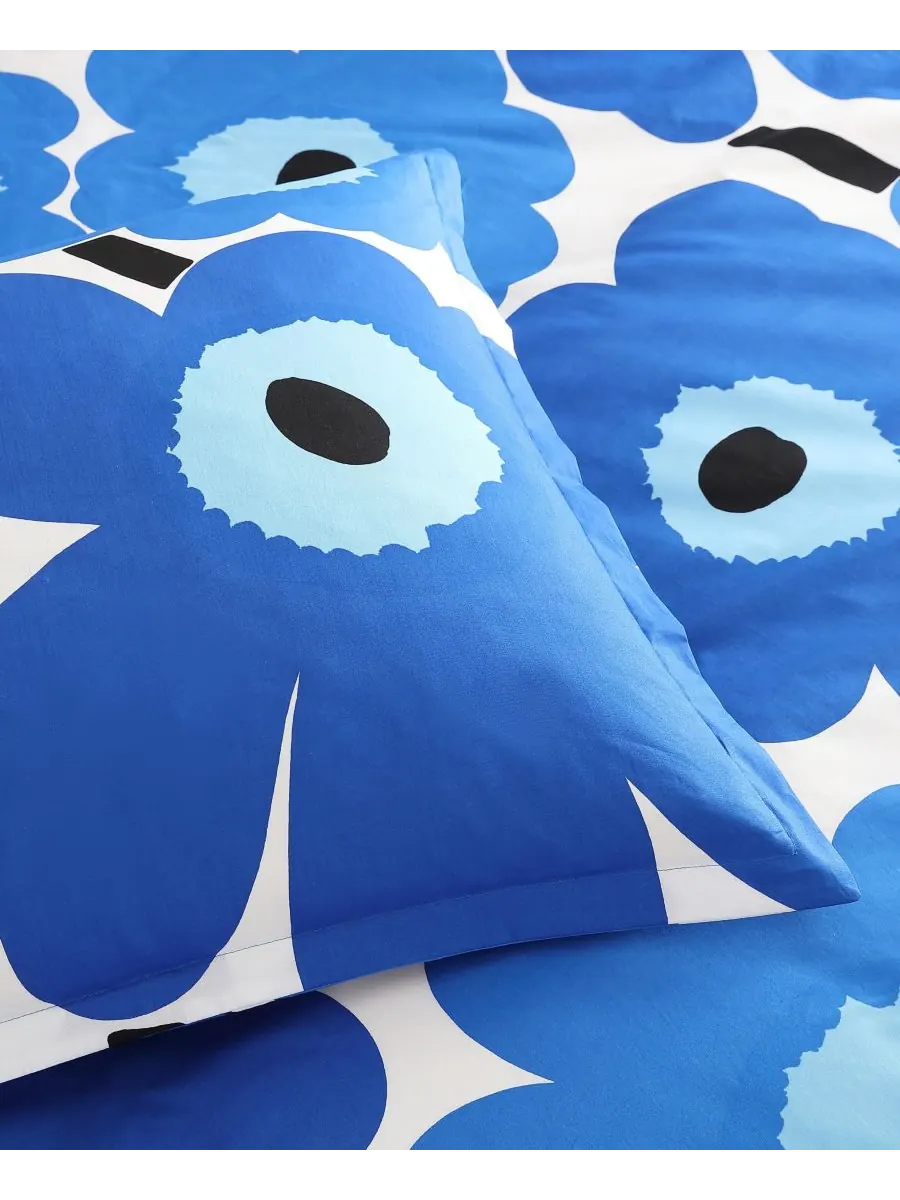 Двусторонний комплект постельного белья Unikko из 3 предметов, размер King Marimekko — изображение 7 из 10, синий