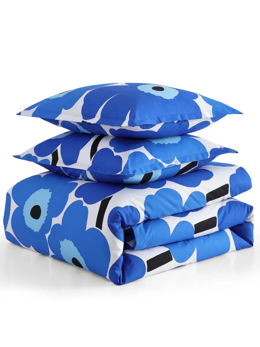 Двусторонний комплект постельного белья Unikko из 3 предметов, размер King Marimekko — изображение 9 из 10, синий