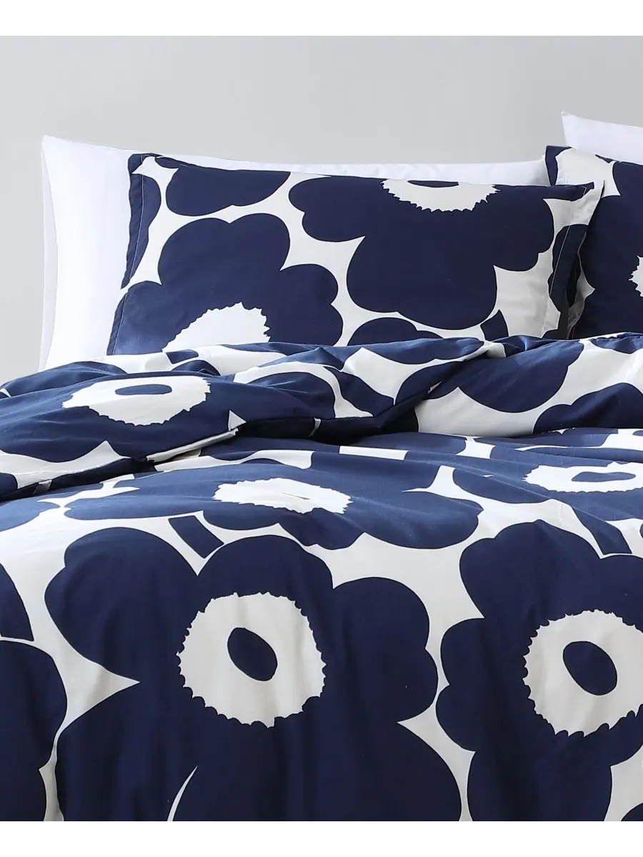 Двусторонний комплект постельного белья Unikko из 3 предметов, размер King Marimekko — изображение 2 из 4, индиго синий