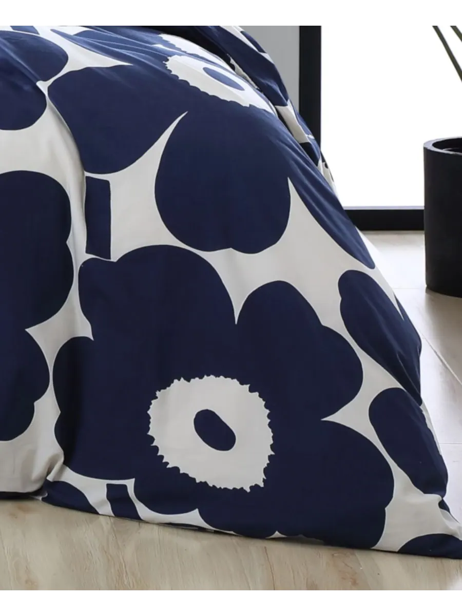 Двусторонний комплект постельного белья Unikko из 3 предметов, размер King Marimekko — изображение 4 из 4, индиго синий