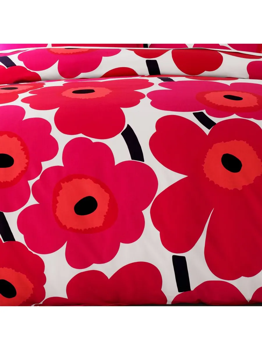 Двусторонний комплект постельного белья Unikko из 3 предметов, размер King Marimekko — изображение 3 из 3, темный красный