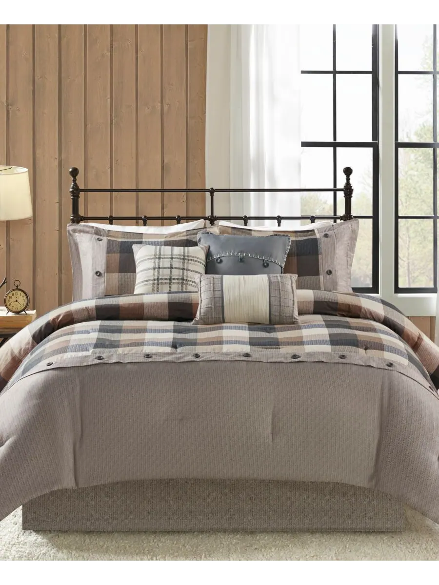 Комплект постельного белья Ridge Herringbone из 7 предметов, размер King Madison Park