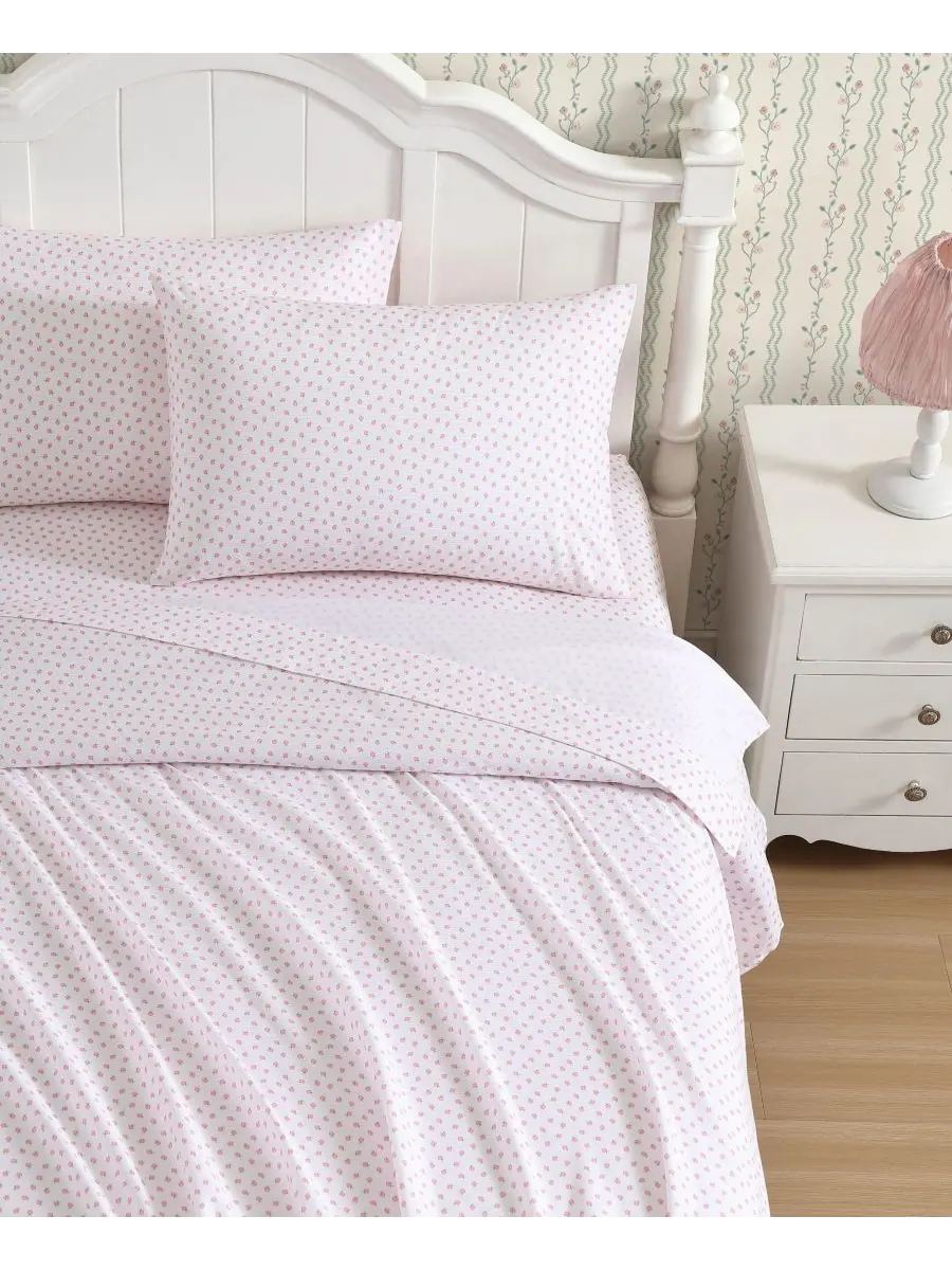 Комплект постельного белья Sweet Lady Bugs из микрофибры, 4 предмета, размер Full Laura Ashley — изображение 5 из 8, розовый