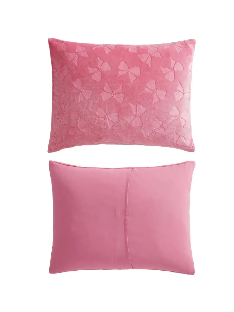 Комплект постельного белья Flirty Bows из плюша с рельефным рисунком, 2 предмета, размер Twin — изображение 6 из 6, розовый