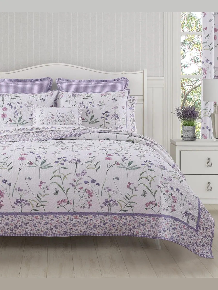 Комплект постельного белья Nola Floral из 3 предметов, размер Twin/Twin XL Royal Court — изображение 2 из 6, фиолетовый