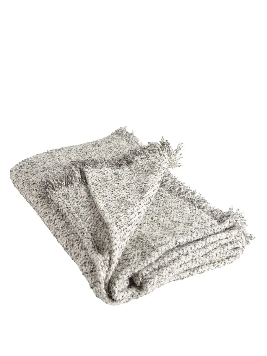 Плед флисовый с бахромой Ruth Boucle Texture Throw Rizzy Home — серый