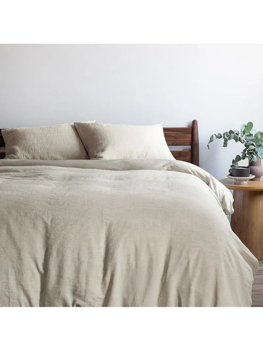 Комплект пододеяльника и наволочек из французского льна и хлопка Twin/Twin XL Bokser Home