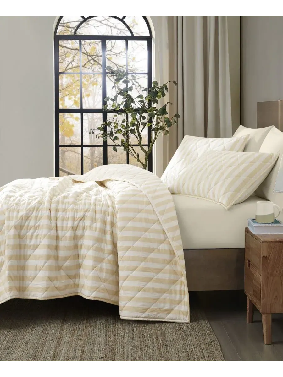 Комплект стеганого покрывала Levi Stripe 2-предметный, Twin/Twin XL Brooklyn Loom — изображение 2 из 6, белый слоновая кость