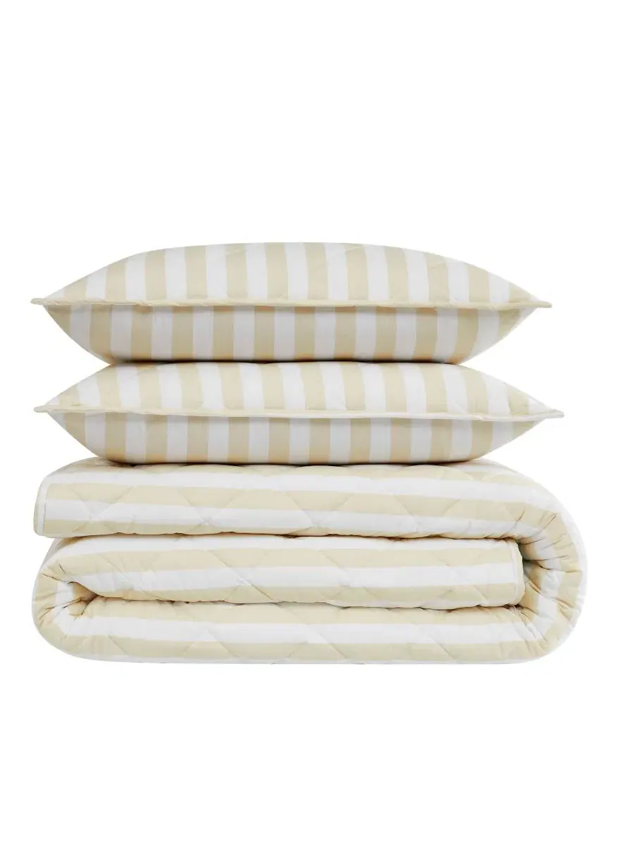 Комплект стеганого покрывала Levi Stripe 2-предметный, Twin/Twin XL Brooklyn Loom — изображение 5 из 6, белый слоновая кость