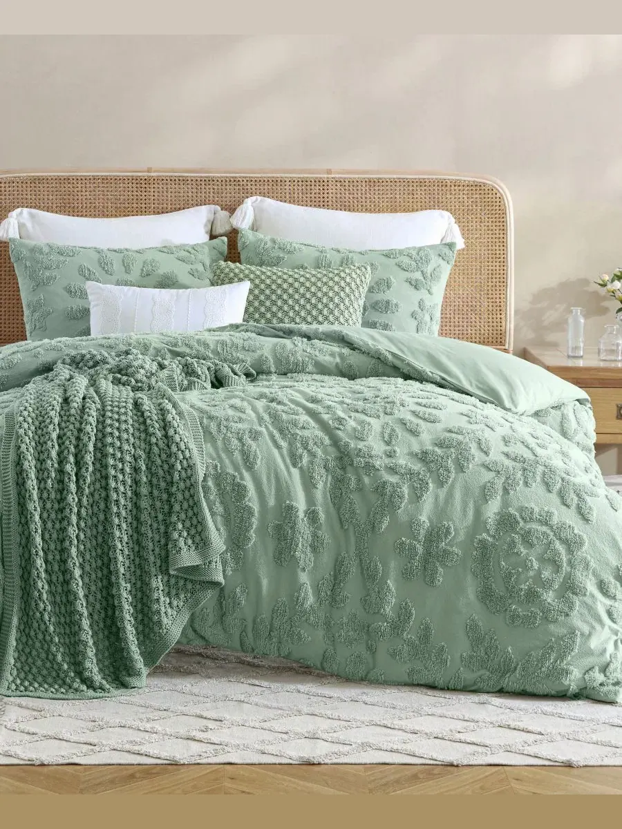Комплект постельного белья из велюра Chenille Laurel Peri Home — изображение 1 из 6, шалфейный