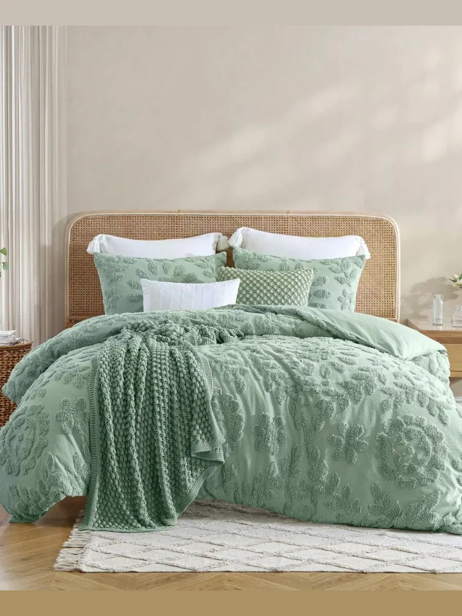 Комплект постельного белья из велюра Chenille Laurel Peri Home — изображение 2 из 6, шалфейный