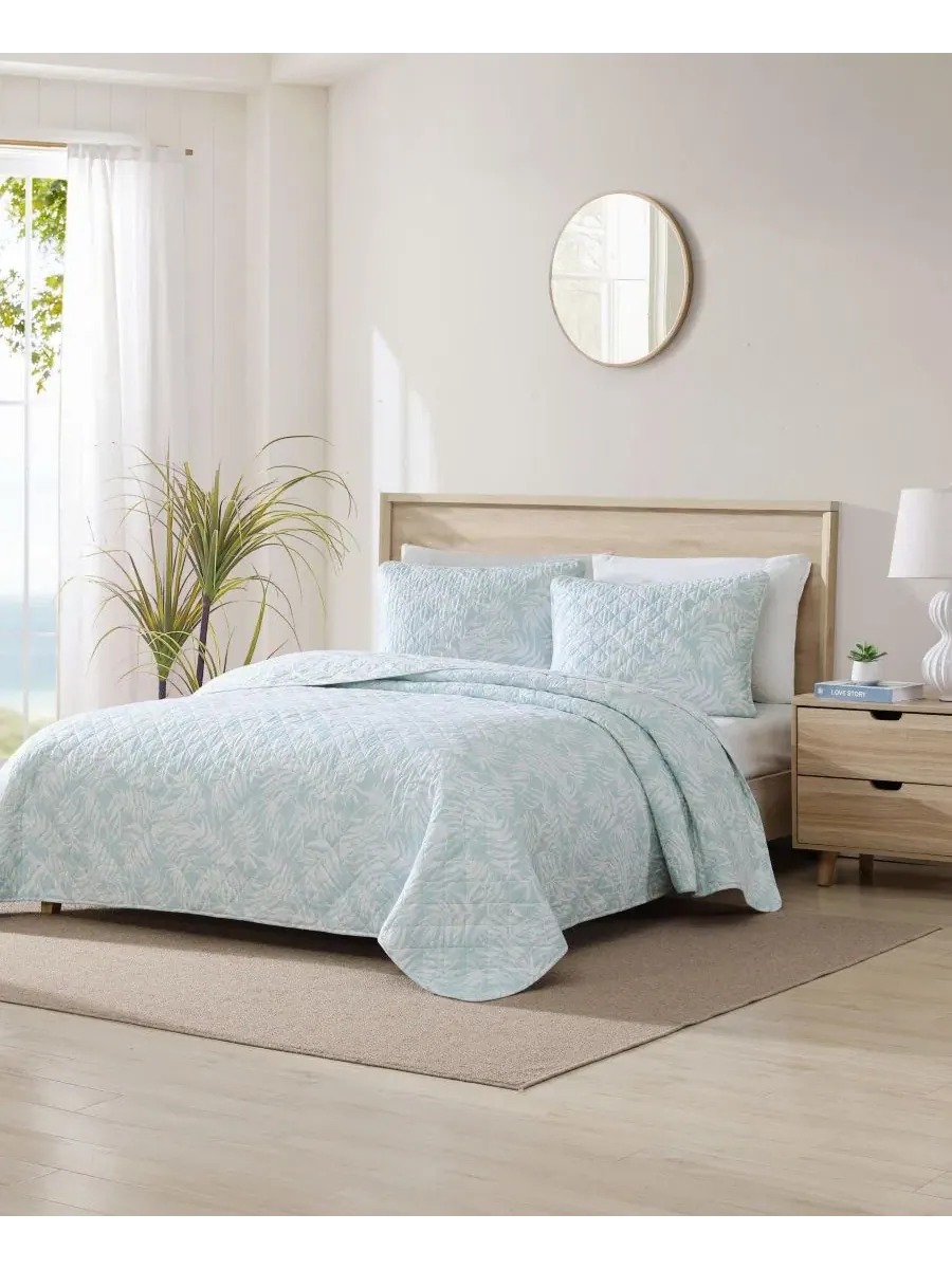 Комплект стеганых одеял с наволочкой, 2 предмета, Twin, Art Of Palms Tommy Bahama Home — изображение 4 из 12, синий
