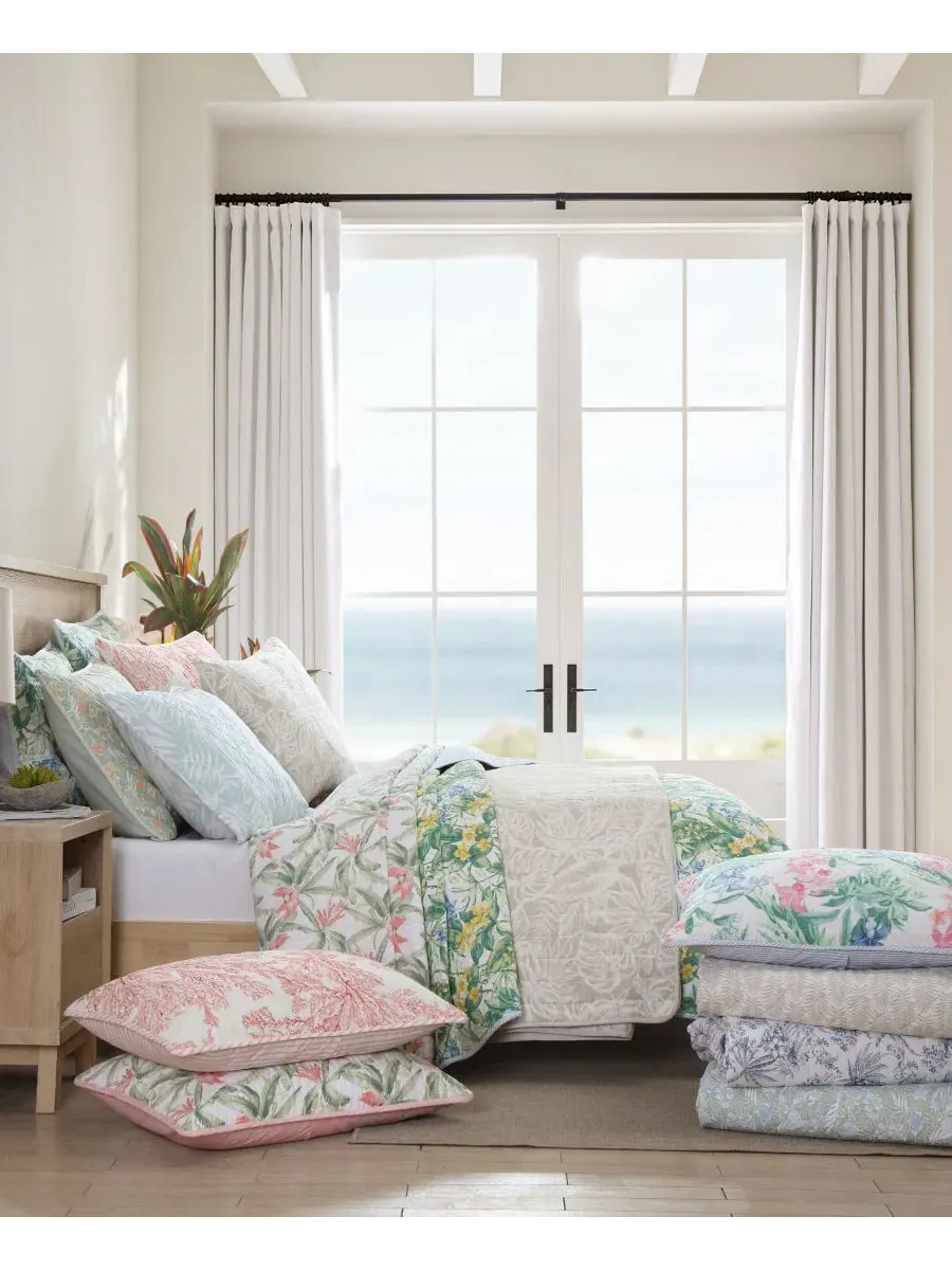 Комплект стеганых одеял с наволочкой, 2 предмета, Twin, Art Of Palms Tommy Bahama Home — изображение 6 из 12, синий
