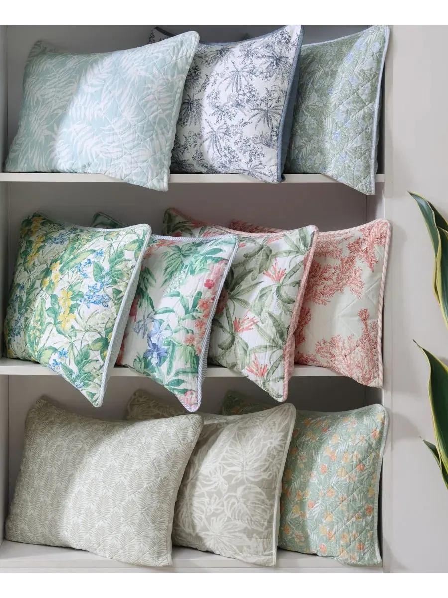 Комплект стеганых одеял с наволочкой, 2 предмета, Twin, Art Of Palms Tommy Bahama Home — изображение 10 из 12, синий