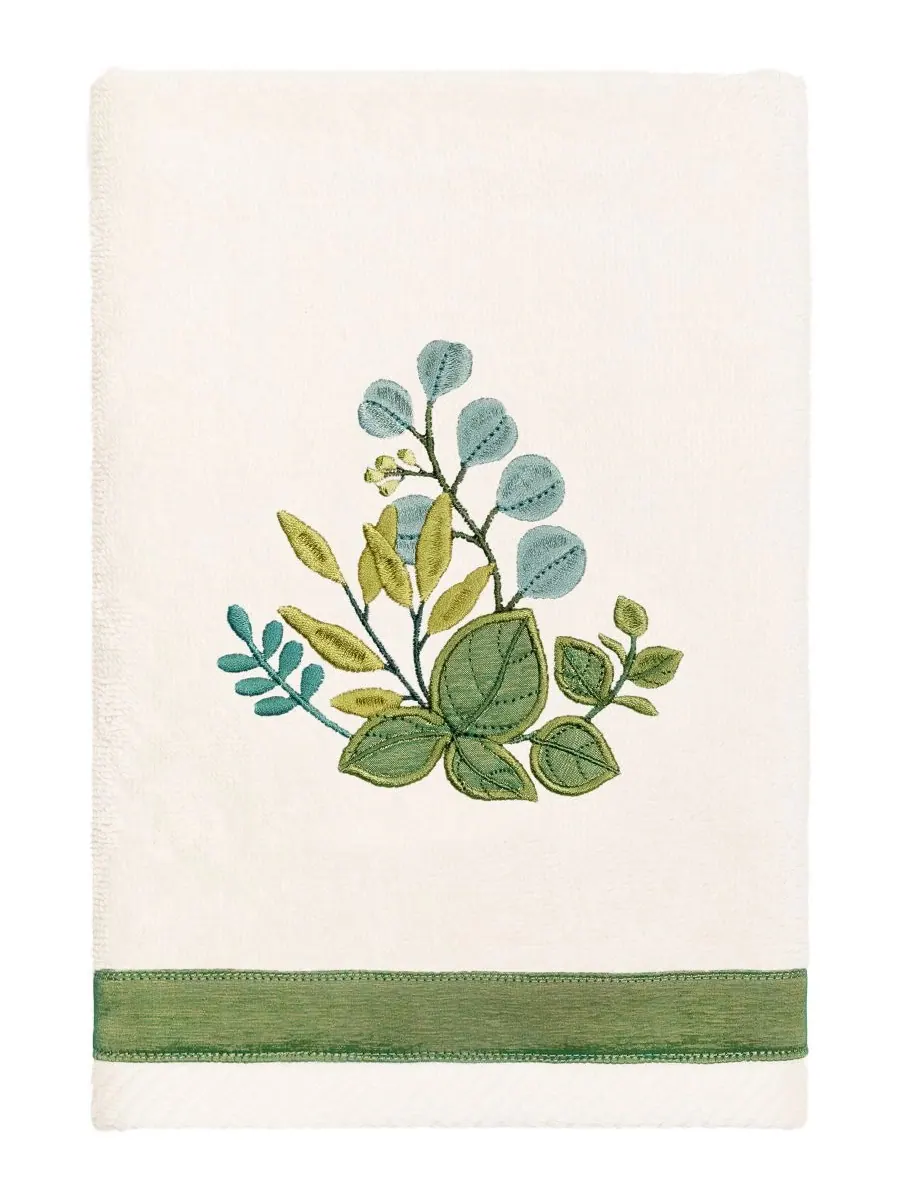 Набор из 3 банных полотенец из турецкого хлопка с вышивкой Botanica Linum Home — изображение 3 из 7, бежевый