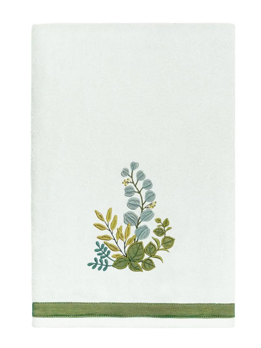 Набор из 3 банных полотенец из турецкого хлопка с вышивкой Botanica Linum Home — изображение 2 из 6, голубой