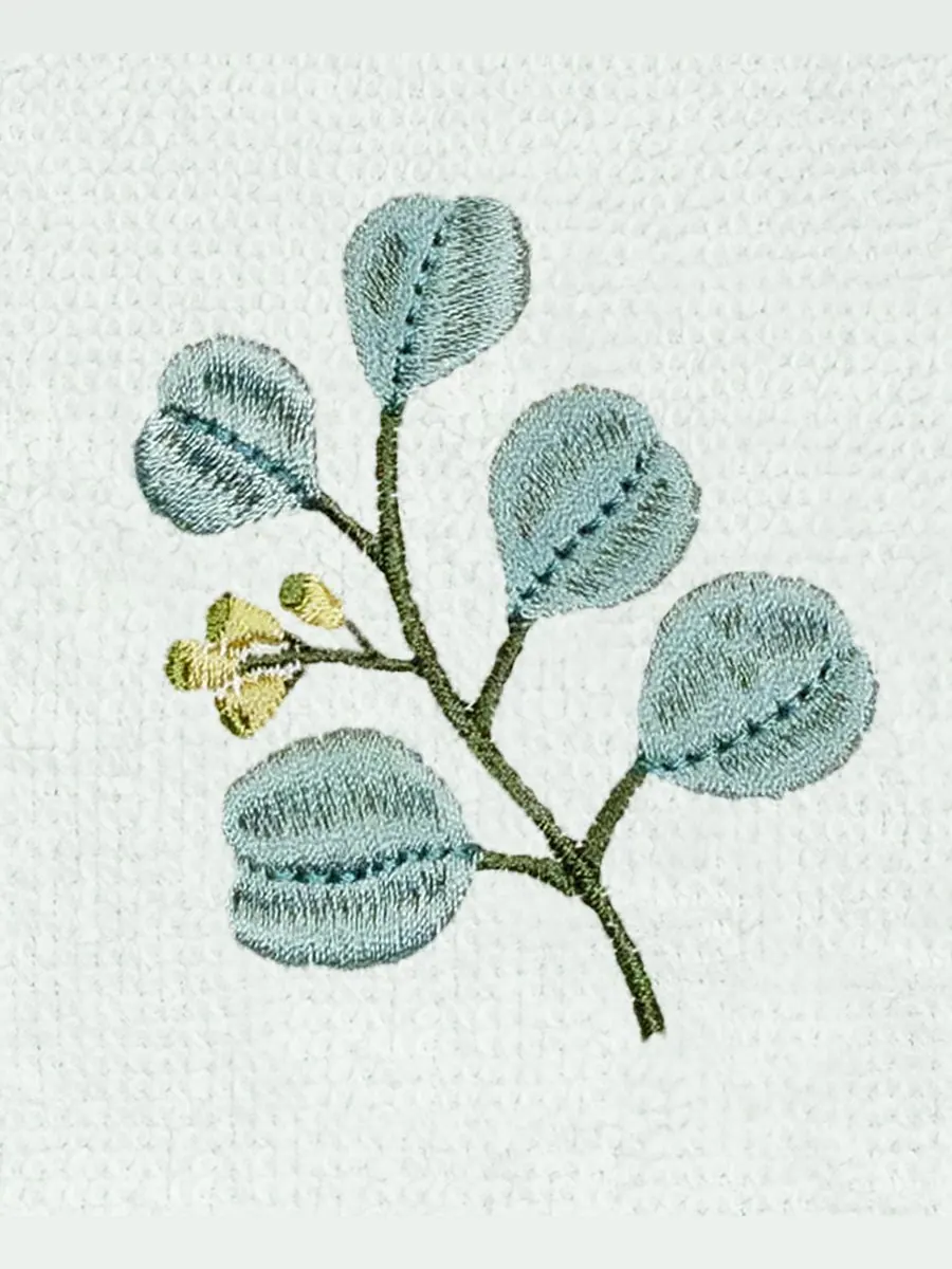 Набор из 3 банных полотенец из турецкого хлопка с вышивкой Botanica Linum Home — изображение 6 из 6, голубой