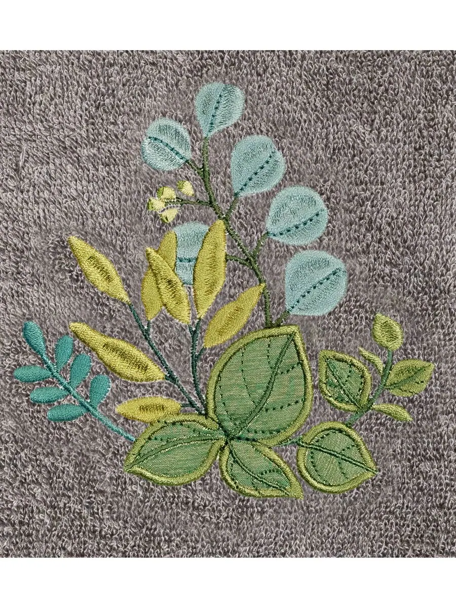 Набор из 3 банных полотенец из турецкого хлопка с вышивкой Botanica Linum Home — изображение 3 из 5, темно-серый