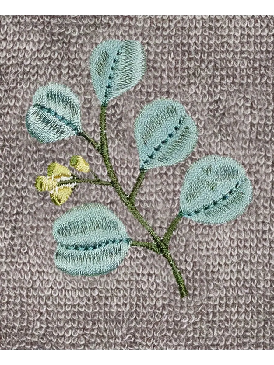 Набор из 3 банных полотенец из турецкого хлопка с вышивкой Botanica Linum Home — изображение 5 из 5, темно-серый