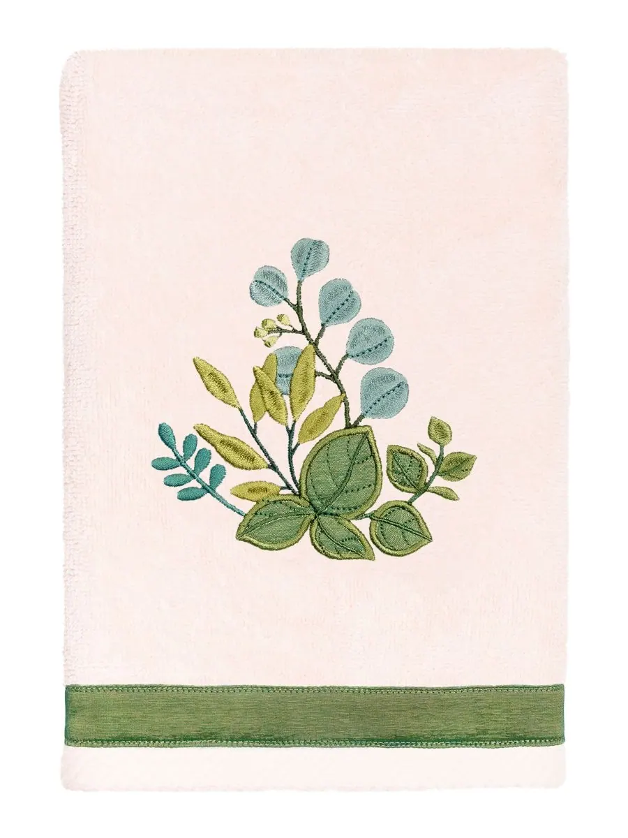 Набор из 3 банных полотенец из турецкого хлопка с вышивкой Botanica Linum Home, Blush, 3 Piece Bath — изображение 3 из 6