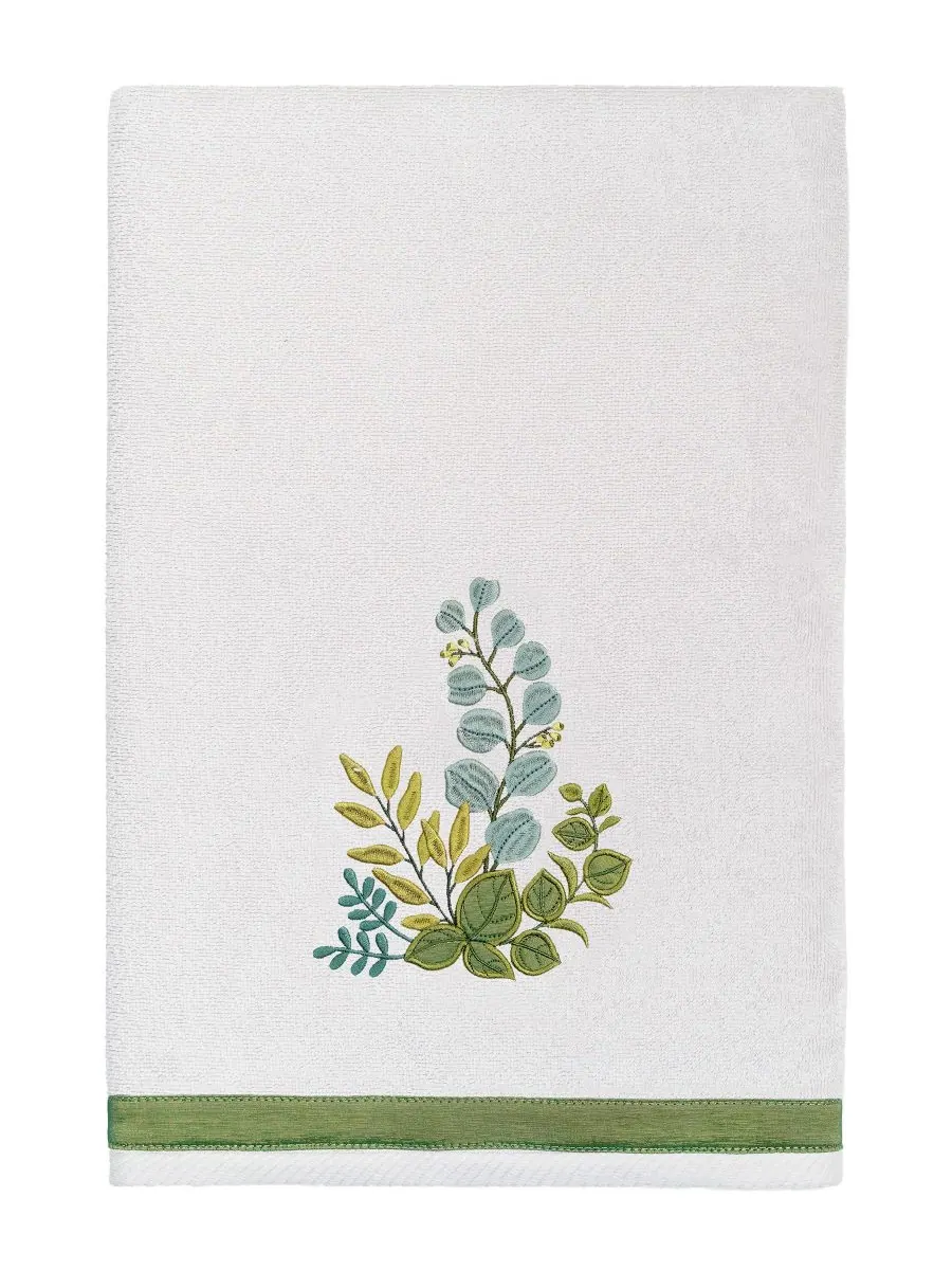 Набор из 3 банных полотенец из турецкого хлопка с вышивкой Botanica Linum Home — изображение 2 из 5, серебряный