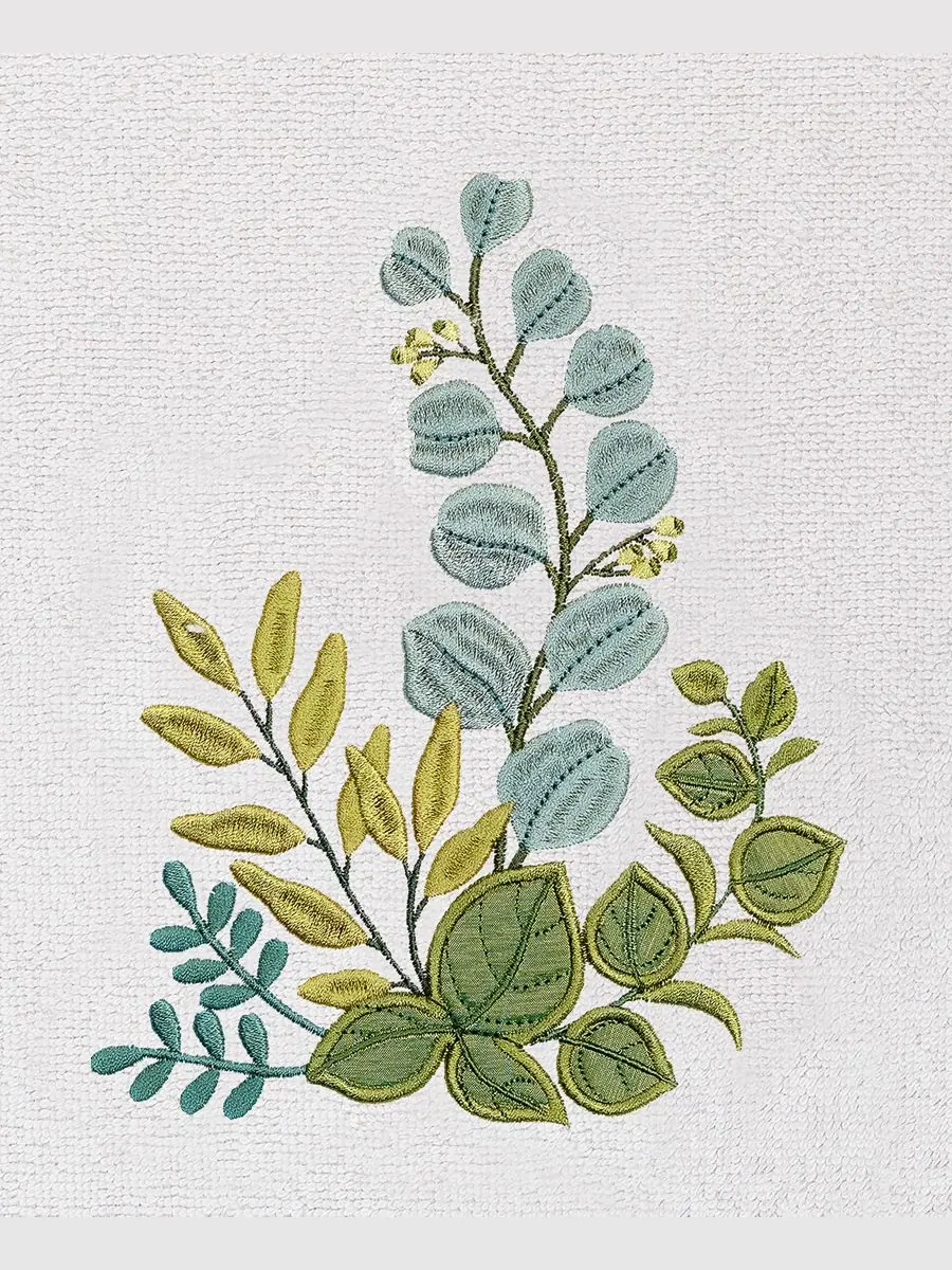 Набор из 3 банных полотенец из турецкого хлопка с вышивкой Botanica Linum Home — изображение 5 из 5, серебряный