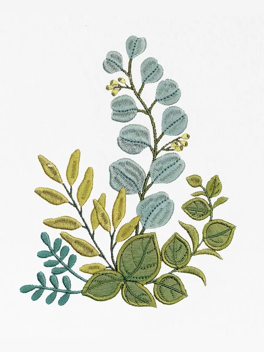 Набор из 3 банных полотенец из турецкого хлопка с вышивкой Botanica Linum Home — изображение 5 из 6, белый