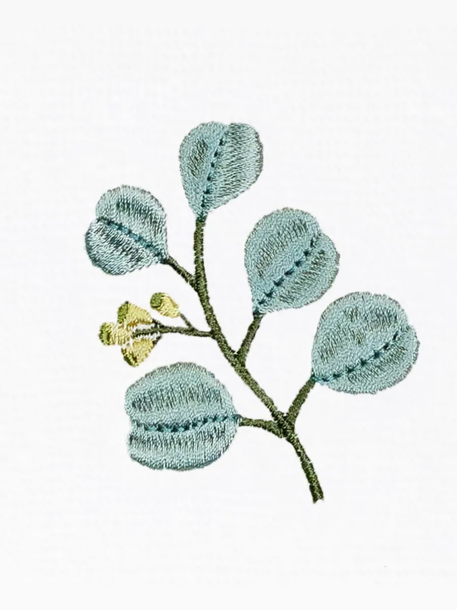 Набор из 3 банных полотенец из турецкого хлопка с вышивкой Botanica Linum Home — изображение 6 из 6, белый