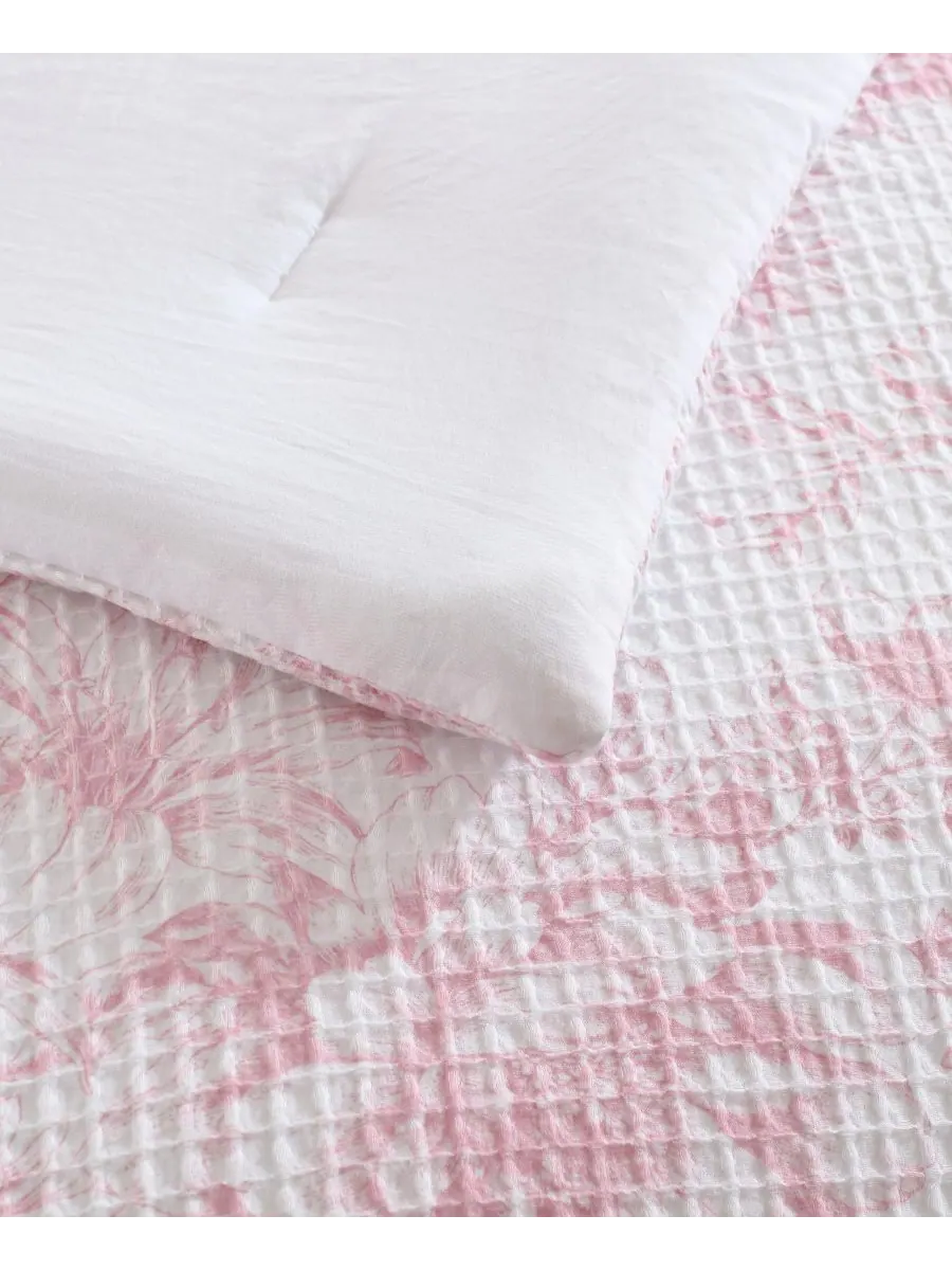 Комплект постельного белья delphine poly waffle, 3 предмета, размер king. Laura Ashley — изображение 5 из 7, розовый