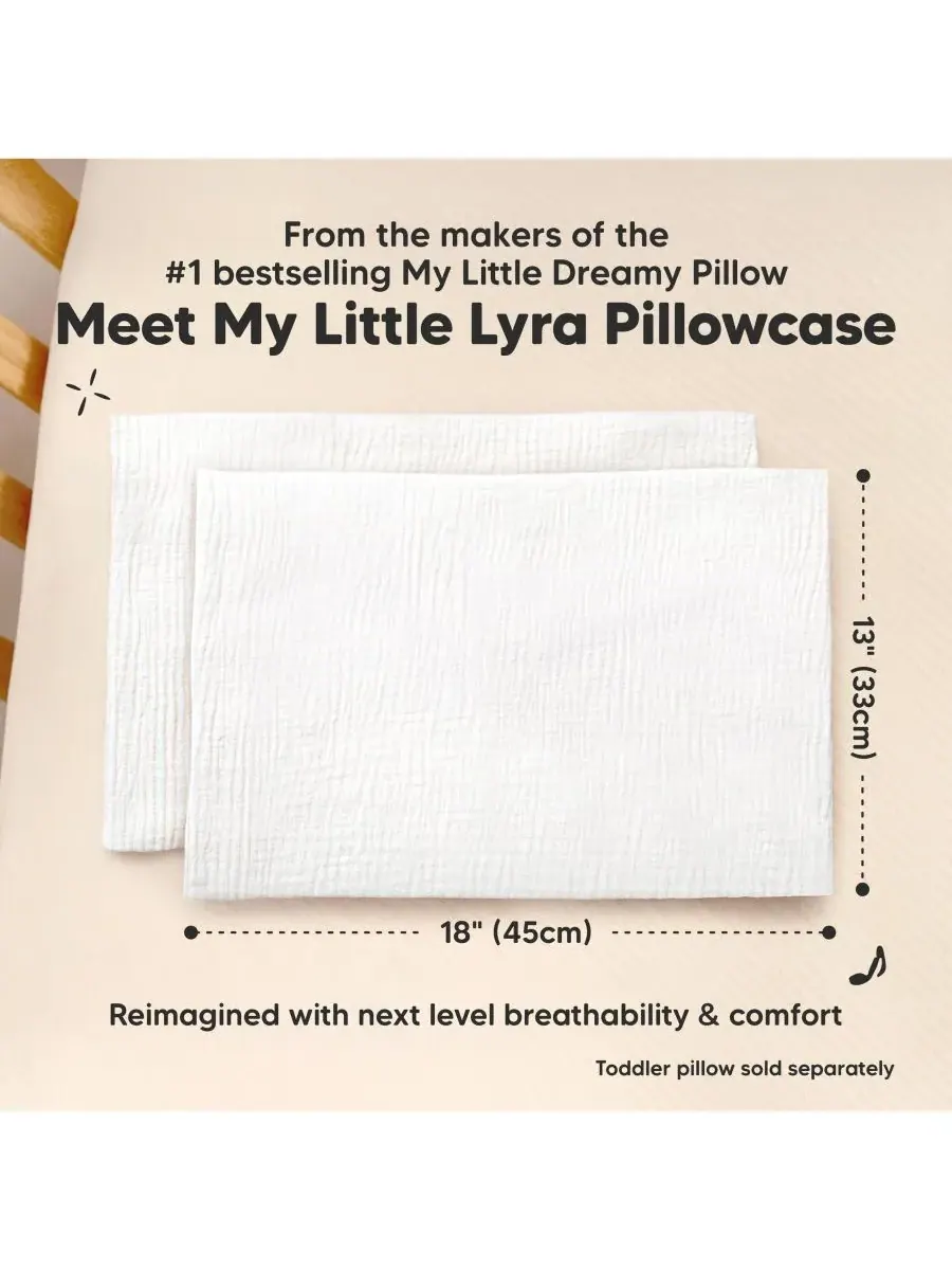 Комплект из 2 наволочек Lyra Muslin для детских подушек, размер 13x18 см, из органического — изображение 2 из 9, белый