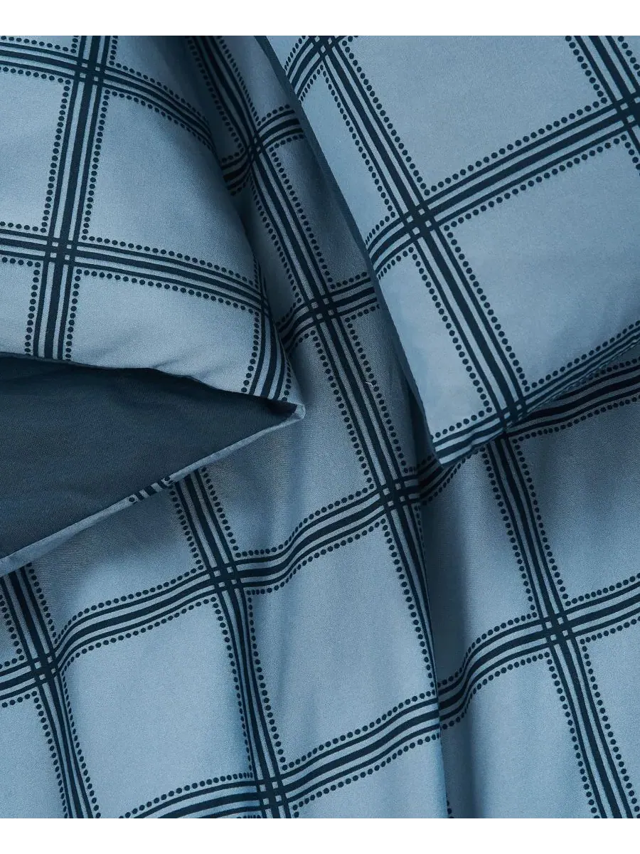 Комплект пододеяльника Luka Grid Plaid 3-Piece Duvet Cover Set, King Cannon — изображение 5 из 5, синий