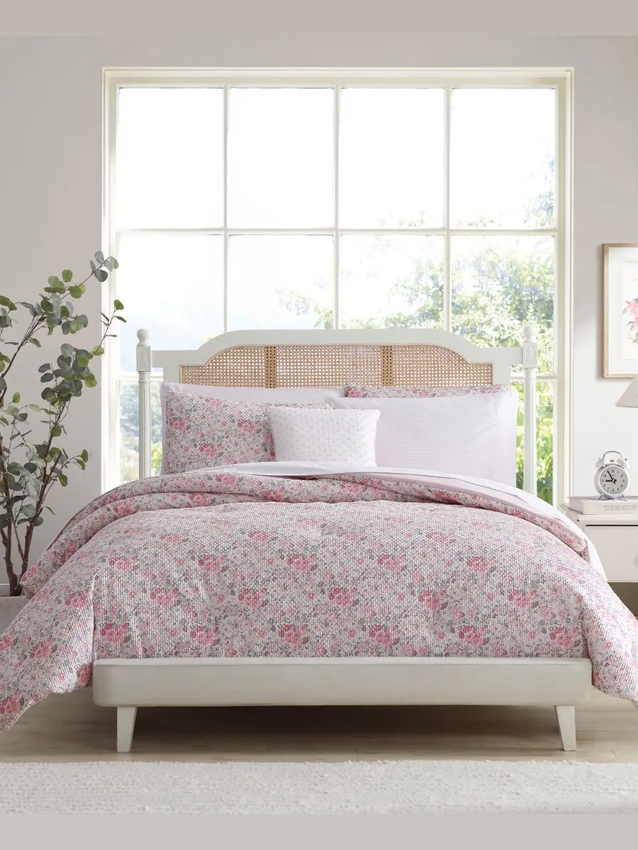 Комплект постельного белья Quartet из 8 предметов, размер King Laura Ashley — изображение 1 из 10, розовый/зеленый