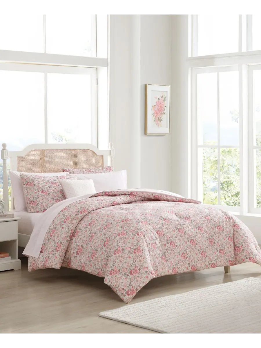 Комплект постельного белья Quartet из 8 предметов, размер King Laura Ashley — изображение 2 из 10, розовый/зеленый