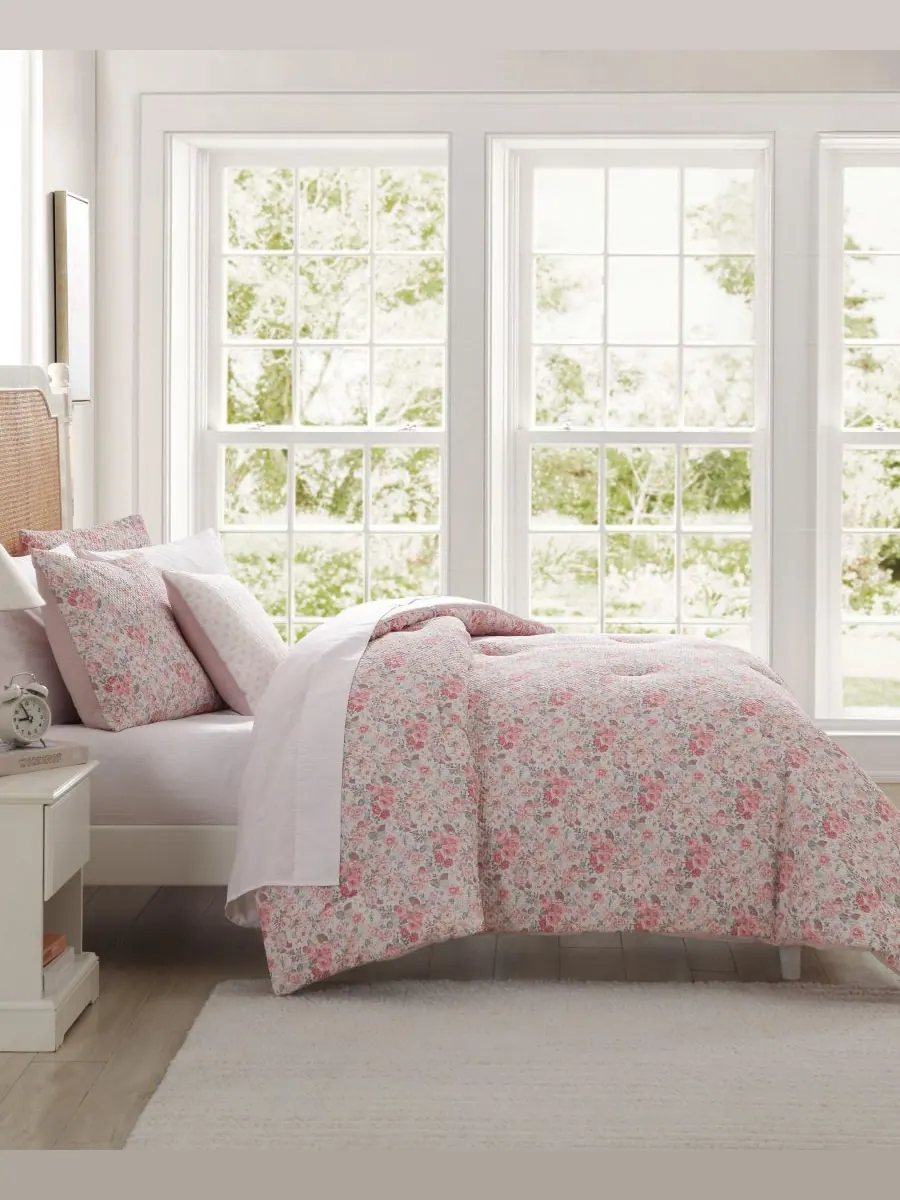 Комплект постельного белья Quartet из 8 предметов, размер King Laura Ashley — изображение 3 из 10, розовый/зеленый