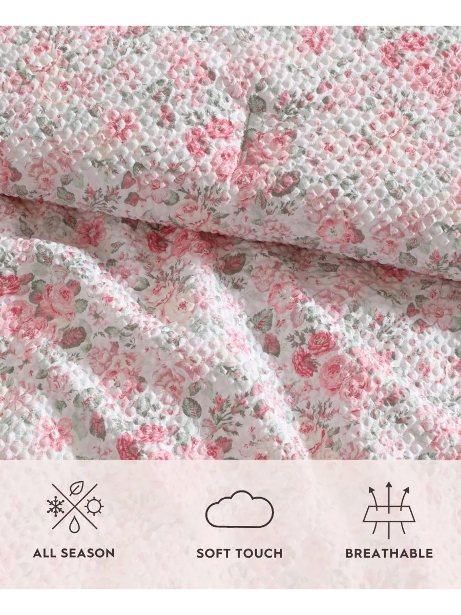 Комплект постельного белья Quartet из 8 предметов, размер King Laura Ashley — изображение 8 из 10, розовый/зеленый