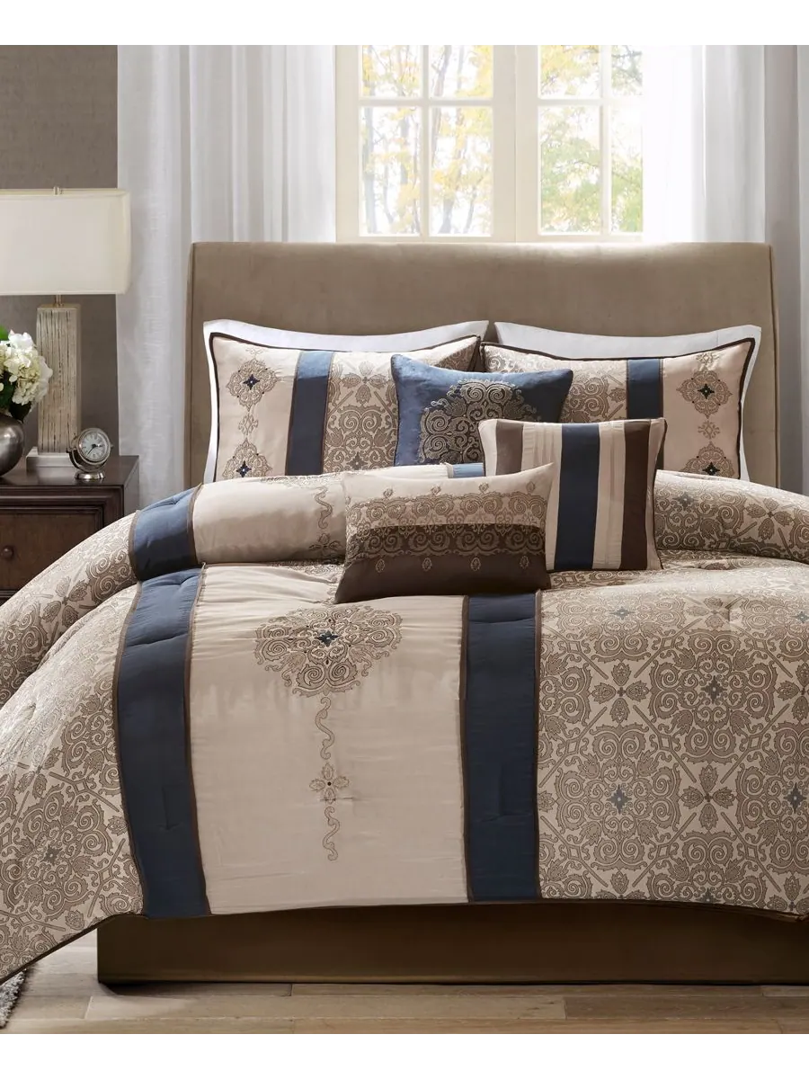Комплект постельного белья Donovan Jacquard Medallion из 7 предметов, размер California King — изображение 1 из 7