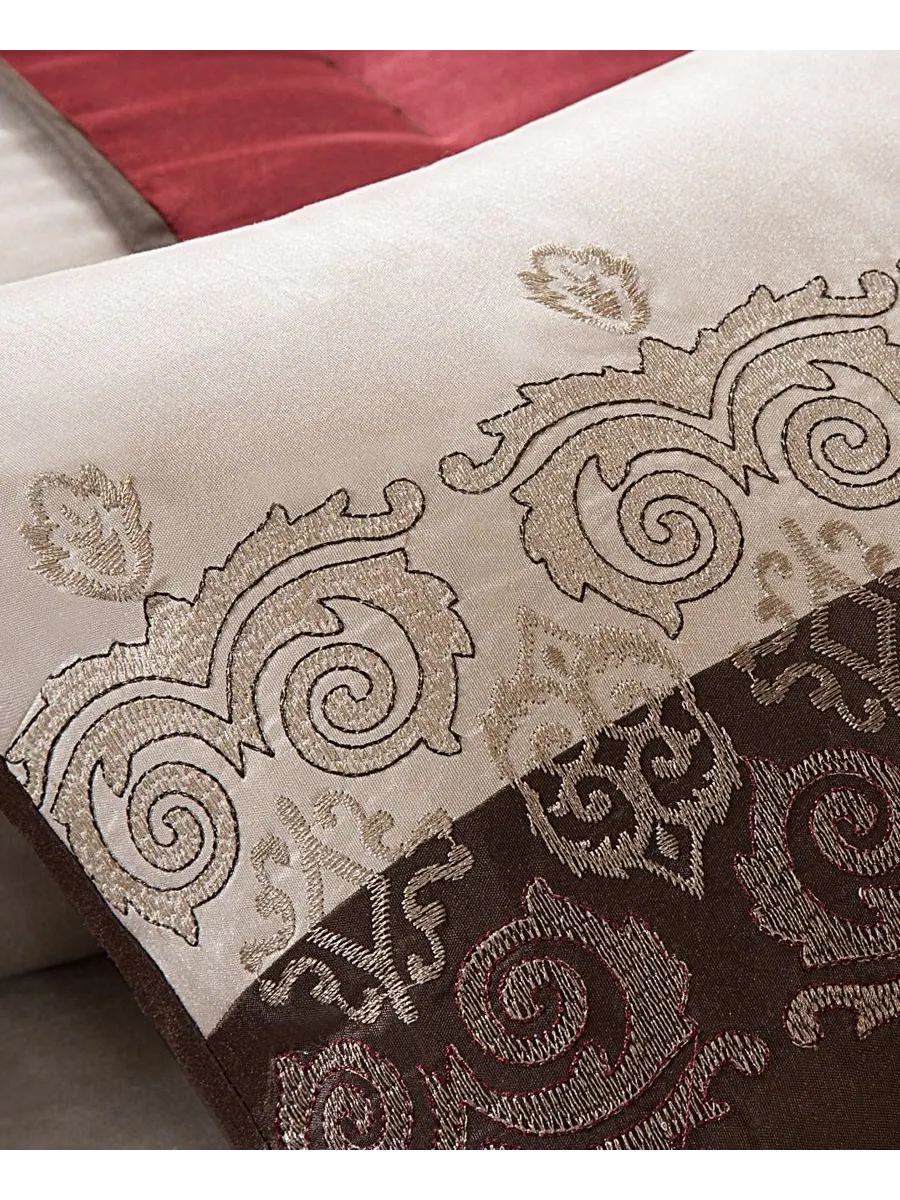 Комплект постельного белья Donovan Jacquard Medallion из 7 предметов, размер California King — изображение 3 из 6, красный