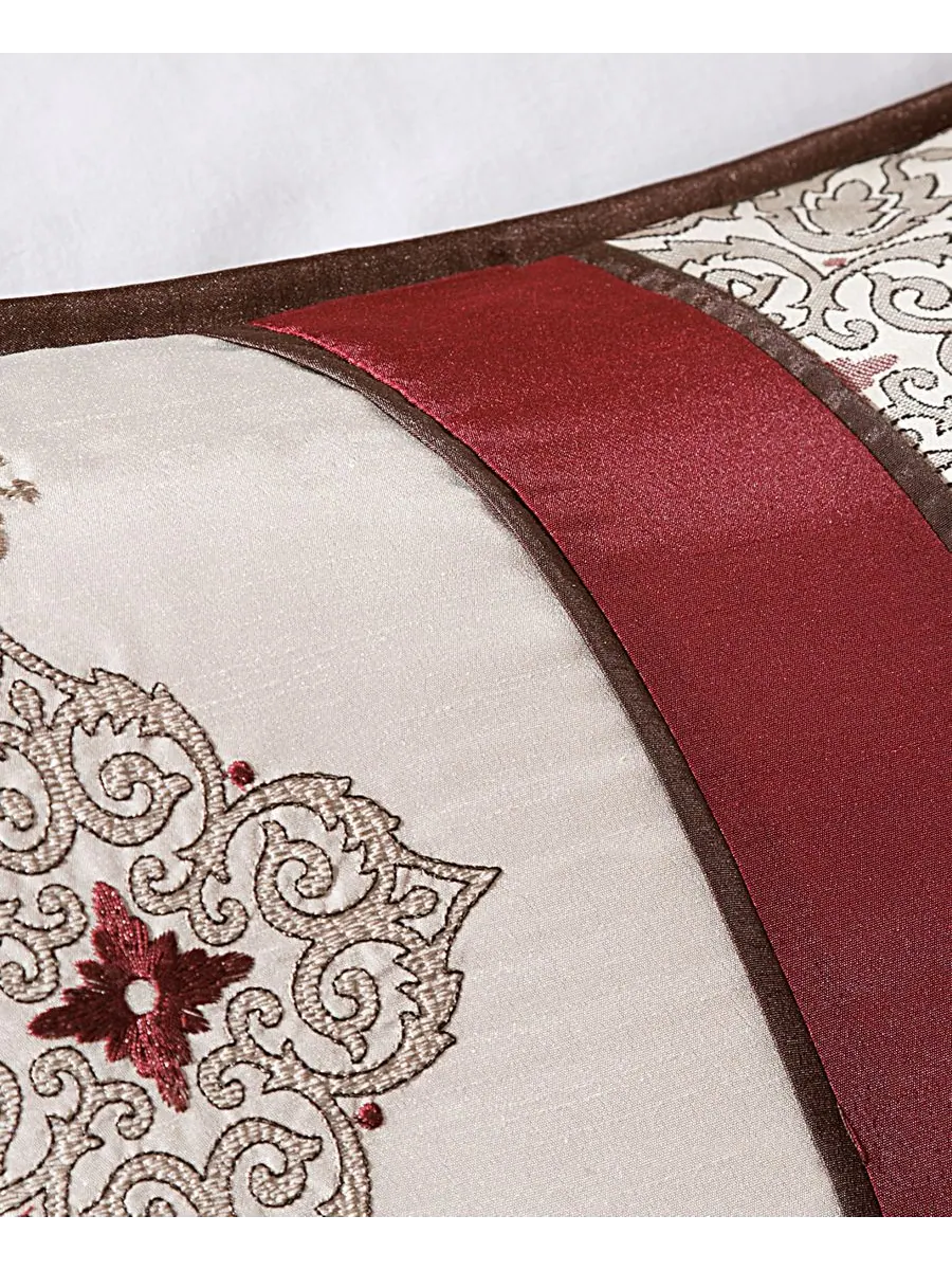 Комплект постельного белья Donovan Jacquard Medallion из 7 предметов, размер California King — изображение 4 из 6, красный