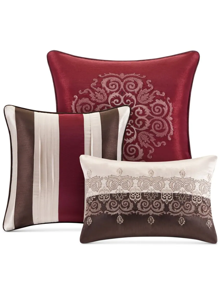 Комплект постельного белья Donovan Jacquard Medallion из 7 предметов, размер California King — изображение 6 из 6, красный